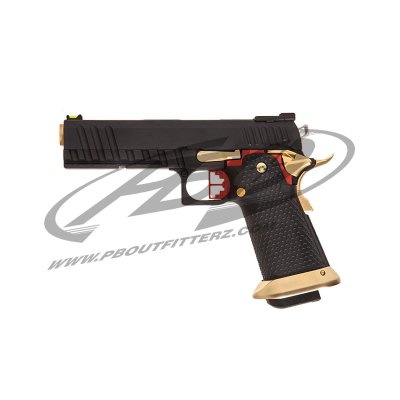 Armorer Works HX2002 Hi-Capa Gas Blowback Airsoft Pistol - Black Slide/Black Frame/Gold Barrel