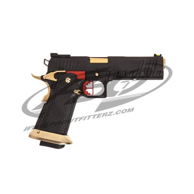 Armorer Works HX2002 Hi-Capa Gas Blowback Airsoft Pistol - Black Slide/Black Frame/Gold Barrel